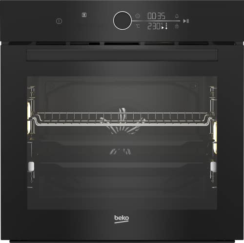 Beko BBIM17400BS bPRO 500 Einbau-Backofen mit 13 Funktionen, 71 l Garraumvolumen, Multifunktionsdisplay mit Sensortasten, Versenkbare Knebel, AeroPerfekt, SteamShine-Reinigung, Schwarz