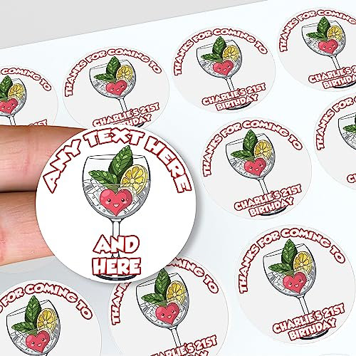 AK Giftshop Personalised Gin and Tonic Themed Stickers Custom Labels Decorations Party Birthday Celebrations (48 Stickers)