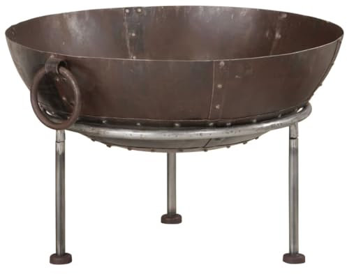 vidaXL Feuerschale, Feuerstelle für Garten Terrasse Camping, Feuerkorb mit 2 Griffen 3 Beinen, Gartenfeuer Gartenschale Outdoor Feuerschale, Eisen