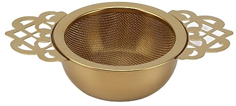 Teesiebe für Losen Tee, Langlebiges, Feinmaschiges Vintage-Spitzen-Teesieb aus Edelstahl mit Abtropfschale für zu Hause (Gold)