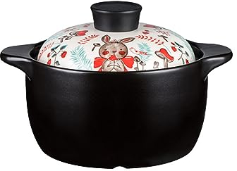 RUANLOV Auflauf Im Japanischen Stil, Suppentopf, Schmortopf, Haushalts-Keramiktopf Mit Gasfeuer, Trocken Gebrannter Schmortopf Mit Hoher Temperatur (A 2.5L)