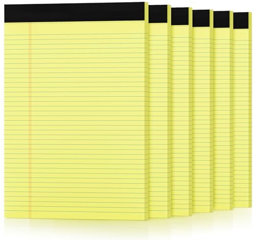 Aidunmis Gelbe Notizblöcke, 21,6 x 29,5 cm, schmal, liniert, Notizblöcke, gelbes Papier, College-liniert, hochwertiges dickes Papier, 30 Blatt pro Schreibblock, doppelseitig, bedruckt, 6 Stück