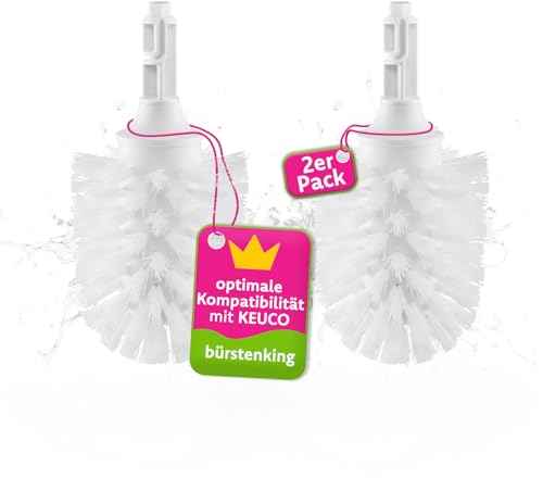 Bürstenking WC Ersatzbürstenkopf, 73 mm, Toilettenbürstenkopf Set passend zu Keuco WC-Garnituren, Borsten Ersatzklobürstenkopf, 2 Stück, weiß