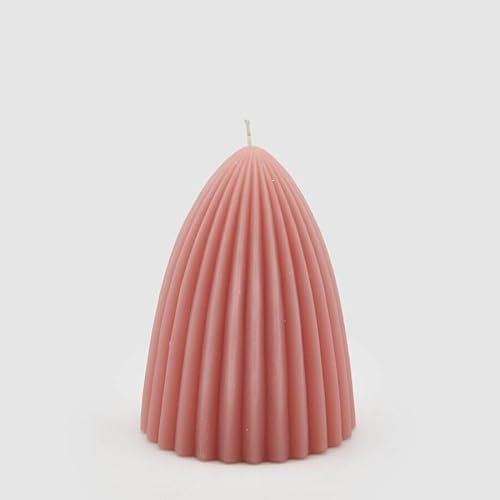 EDG Enzo De Gasperi Candela Curvy Righe H 13,5 Cm D 9 Cm Rosa Antica