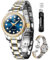 OLEVS Gold-Blau Diamant Frauen Uhr Automatische Mechanische Luxus Kleid Klassische Edelstahl Armband Damen Uhr