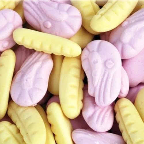 Mini Foam Shrimps and Bananas Sweets 200g Bag, Pouch
