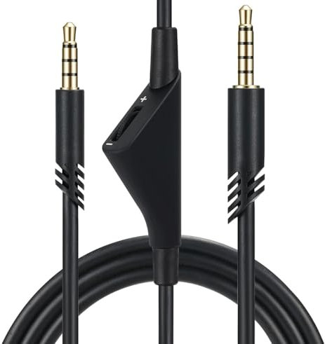 Panlouting Repuesto Cable Auxiliar de Audio | Cable 2 Metros con Control de Volumen | Cable de Audio para Juegos compatible con Auriculares Logitech Astro A10 A40
