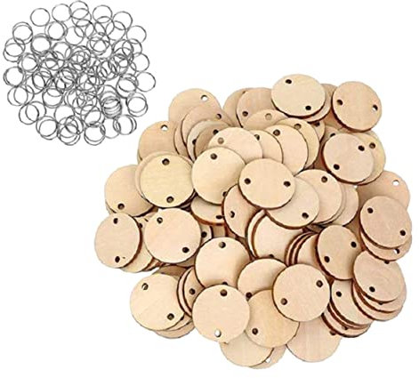 FUNOMOCYA 200stücke Teiliges Diy Kalender Holzscheiben Runde Holzstück Plaques Mit Holzklammern Und Eisenringen Langlebige Bastelzeichen Für Zuhause Büro Kreative Erinnerung Und Unterrichtsm