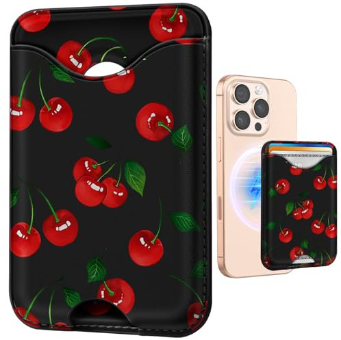 Shorogyt Compatible with Magsafe Wallet Magnetic Card Holder - Phone Wallets for Women Teen Girls Cute Pattern for iPhone 16/15/14/13/12 Series Slim for Apple Mag RFID Magnet, Fit 3 Cards, Black,