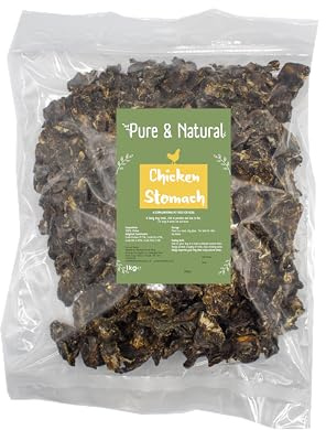 Pure & Natural Chicken Stomach Dog Treats 1kg - Natural Dog Treats, Long Lasting Dog Chew, Dried Chicken Treats for Dogs, Natural Dog Chews Bulk