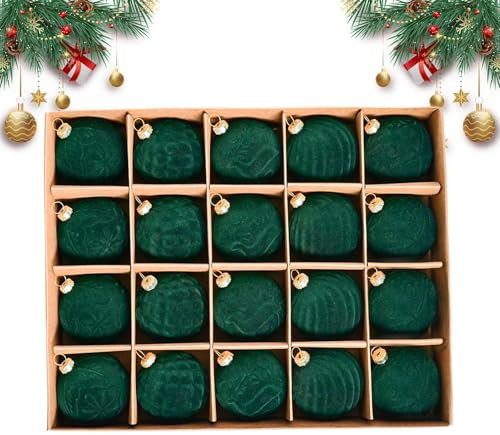 Flocked Ornaments,20x Velvet Christmas Ornaments Set | 2.36in Lightweight Holiday Pendant, Christmas Seasonal Decorative Balls Pendants for Window Door Tree Wall
