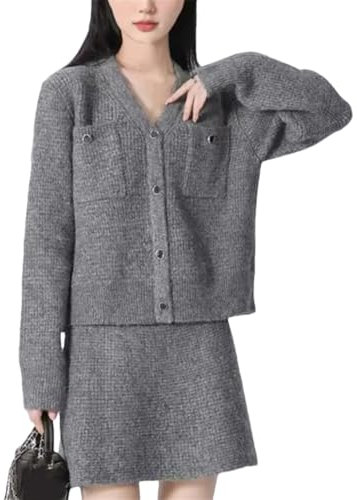 Kleines duftendes Strickset mit Rock für Damen, halber Rock, zweiteiliges Set, a, M