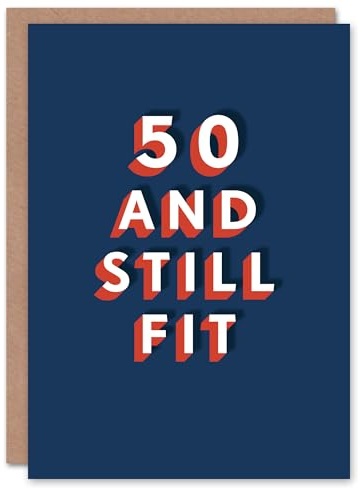 Artery8 Still Fit at 50 Year Old Milestone Bold Blue 50th For Him Birthday Card
