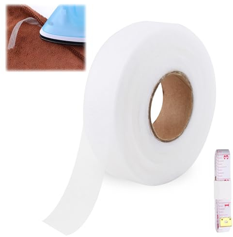 SopwMap 64M x 3CM Saumband zum Aufbügeln, Waschfestes Bügelband für Textilien, Vorhänge und Hosen, Einfaches Kürzen ohne Nähen, Inklusive Maßband, für Heimtextilien und Bekleidungsanpassungen