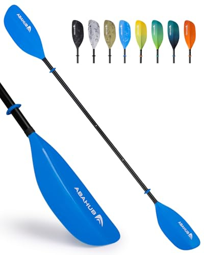 Abahub Kajak Paddel verstellbar 210-230/230-250 cm, 3-teilig, Doppelpaddel | Schwimmende Kajakpaddel und Bootsruder, für Kajakfahren. Aluminiumlegierungs-Schaft, Kunststoff-Klingen. In 12 Farben.