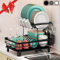 SPUSEN Dish Drainer Rack, 2 Tier Space-Saving, Stainless Steel, Dish Rack for Kitchen Counter, Dish Drainer with Removable Utensil Holder, Drainboard, Black