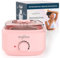 VEGISHINE Pot de cire professionnel avec pot amovible en aluminium de 600 ml, chauffe-cire réglable à température avec couvercle transparent pour épilation à la cire (rose)