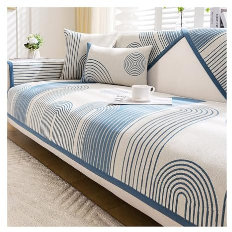 FYFWPA Sofa Überzug für Ecksofa Weiche Sofabezug: Chenille rutschfeste Sofabezug 1 2 3 4 Sitzer Sektionssofa Cover Sofa Überwurf Hund Katze Sofaschoner Couch ÜBerzug(Blue,90 * 210cm)