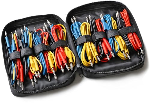 PeakTech 8202-24 Messleitungen Labornetzgereäte 4mm Bananenstecker | Multimeter-Testkabel - Laborleitungen - stapelbar - in 4 Farben - für Elektriker und Werkstatt