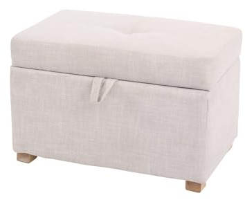 Gaia Baby Serena Footstool | Padded Nursery Stool with Hidden Storage & Oak Legs – Oat