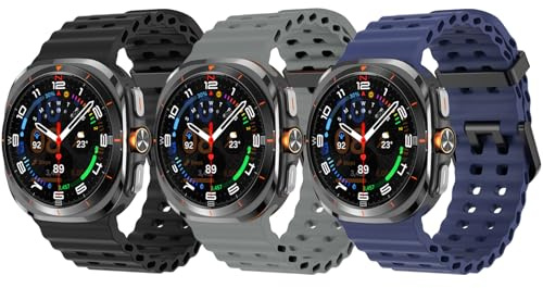 Tnhsvp 3 Piezas Correa Compatible con Samsung Galaxy Watch Ultra 47mm (2025/2024), Deportiva Pulsera de Silicona Suave Transpirable e Impermeable para Hombre Mujer.