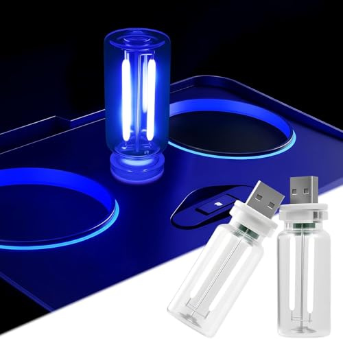 joonnair 2 Retro Autolampe Blau, USB Beleuchtung Atmosphäre Langes Drücken zum stufenlosen Dimmen, Mini USB LED Licht für Auto USB Innenbeleuchtung, Camping, Schlafzimmer, Schreibtisch, Party