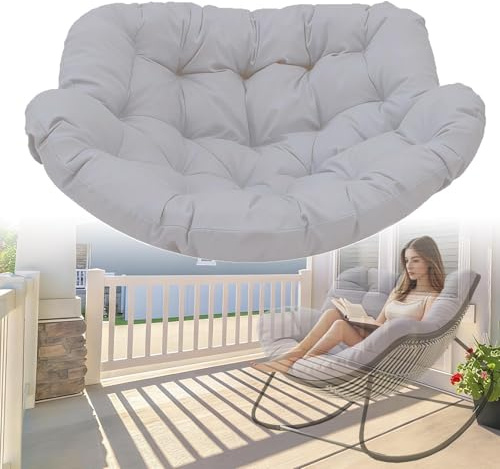 DLLDLGG Sitzkissen für Lounge-Sessel aus Korbgeflecht für Innen- und Außenmöbel (OHNE Sessel) | Weiches und Bequemes Kissen für Eier-Schaukelsessel mit Befestigungsbändern Ideal für Terrasse Garten