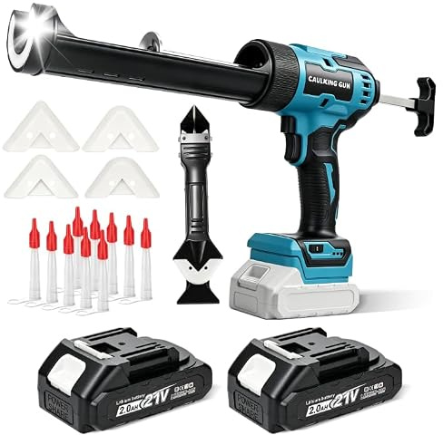 blayram Akku Kartuschenpresse kompatibel mit Makita 18V, Elektrische Silikonpistole Set mit 2x 2.0Ah Akku, 6 Gänge & LED, Akku Kartuschenpistole für 300ml Kartuschen