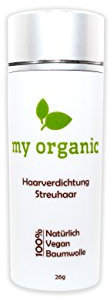 my organic HAARVERDICHTUNG STREUHAAR SCHÜTTHAAR 100% NATÜRLICH & VEGAN - 26g - Soforteffekt gegen Teilglatze und lichtes Haar (SCHWARZ)