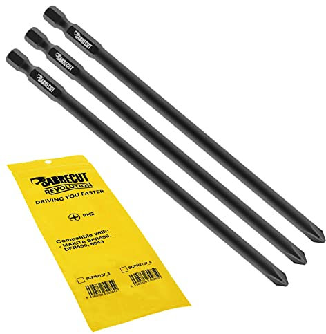 3 x SabreCut SCPH2157_3 157mm PH2 Trockenbau-Schraubendreher-Pistolenbit mit automatischem Vorschub einseitiger Kreuzschlitz Nr. 2 robust kompatibel mit Makita BFR550 6843 DFR550