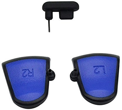 L2 R2 Trigger Boutons extenseurs avec bouchon à la poussière pour Playstation 4 PS4 PS4 fin Pro Controller Bleu