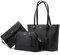LOVEVOOK Handtasche Damen Schultertasche Handtaschen Tragetasche Damen Groß Designer Elegant Umhängetasche Henkeltasche Set 3-teiliges Set Schwarz