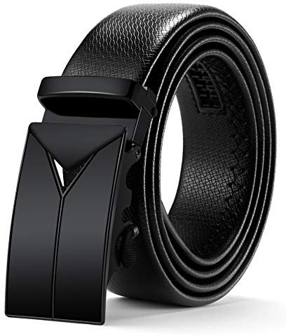 ITIEZY Herren Gürtel Ratsche Automatik Gürtel für Männer 35mm Breit Ledergürtel, Schwarz 117, Länge: Bis zu 49,21 Inches (125cm)