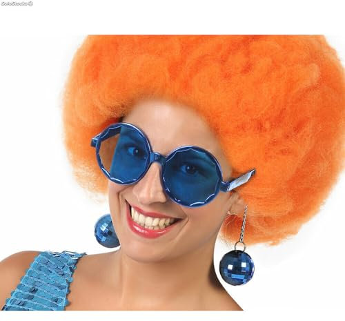 Atosa Runde Brille mit blauen Karnevalskugeln für Damen, Erwachsene