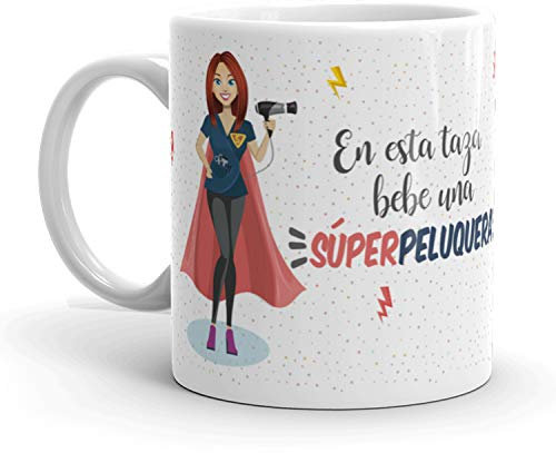 Kembilove Taza de Café Peluquera – En esta taza bebe una Súper Peluquera – Taza de Desayuno para la Oficina – Taza de Café para Profesionales de Superhéroes – Regalos Personalizados
