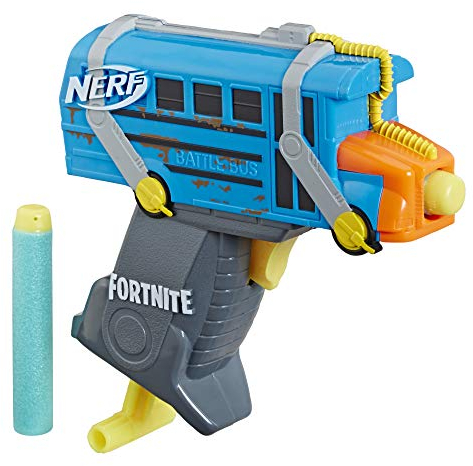 NERF Fortnite Mikro Battle Bus MicroShots Dart Blaster und 2 Elite Darts für Kinder, Teenager, Erwachsene