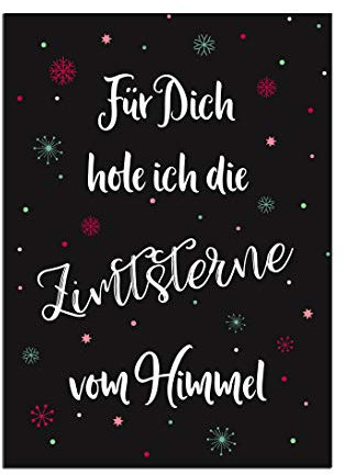 Postkarte Weihnachten schwarz Zimtsterne Postkarte Sprüche Postkarten Set Weihnachtskarten Set
