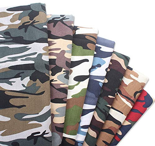 Egurs Camouflage Muster Patchwork Stoffe aus Baumwolle7Stück/set Quadrat Tarnung Baumwollstoff 25 x 25cm