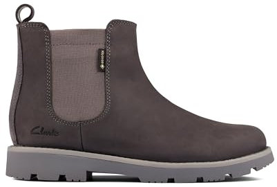 Clarks HeathSeaGTXK, Stivali Chelsea Bambini e ragazzi, Grigio (Dark Grey Lea), 29 EU