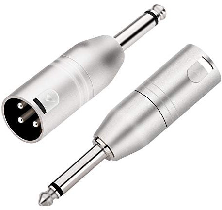 Tisino Adaptateur 6,35 mm TS mono vers XLR, adaptateur asymétrique 6,3 mm mâle vers XLR mâle - pack de 2