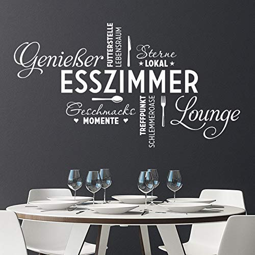 KLEBEHELD® Wandtattoo Esszimmer Worte | Genießer Lounge - Sternelokal - Futterstelle - | Küche und Essbereich Farbe schwarz, Größe 80x44cm