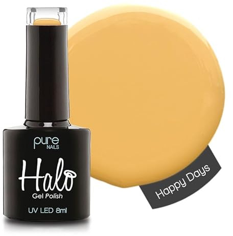 Halo Gel Polish 8ml - Happy Days. UV/LED Gel Nail Polish, Long Lasting & Easy To Apply. Nail Art Colours For Manicure & Pedicure. Gel Polish For Professional & Home Use.