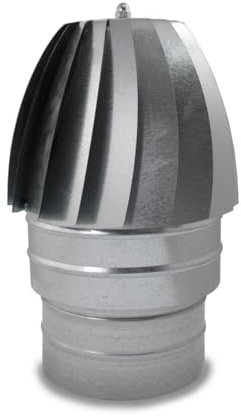 CAEXVEN Sombrerete Aspirador Helicoidal 150 mm en Acero Galvanizado para Conductos de Ventilación y Chimeneas - Mejora el Flujo de Aire y Evita la Entrada de Agua - Serie Lisa y Helicoidal