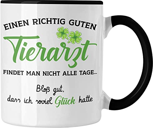 Trendation - Bester Tierarzt Geschenk Tasse Geschenkideen Veterinär Danke Dankeschön Weihnachten (Schwarz)