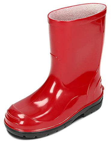 BeKiddy Bambini Stivali di Gomma da Pioggia Ragazze Ragazzi Rot Blau Grün Rosa 20-35 EU (Rosso, 22)