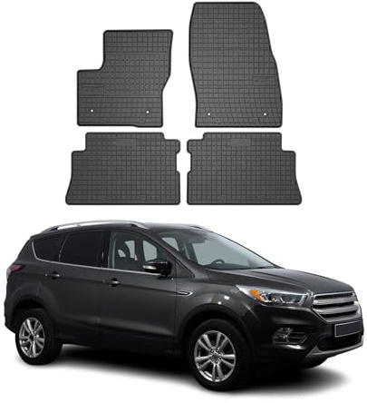 OMAC Gummi Fußmatten kompatibel mit Ford Kuga II 2012-2019 Automatten Gummi Schwarz 4tlg