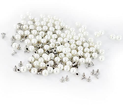 zalati 100 Perlen-Nieten-Nieten-Set für Dekoration, DIY, Handwerk, Kleid, Kleidung, Armband, Tasche, Basteln, 6 mm