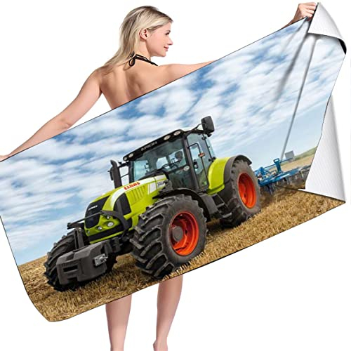 AORUEY Traktor Strandtücher, Mikrofaser Strandtuch, Badetuch Handtuch, Trecker Duschtuch 70 X 140cm,Frottee-Traktor,Trecker Bauernhof (A05,90x180cm)