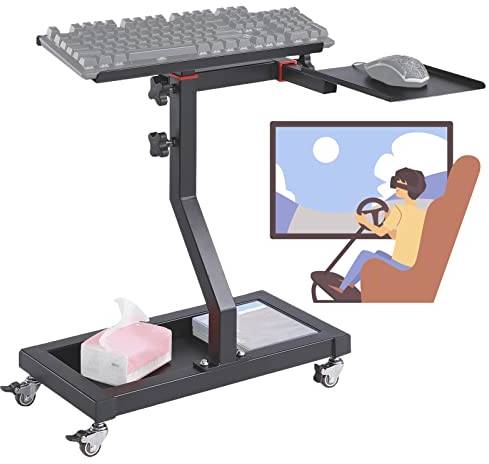 ZIMGOD Free Standing Keyboard and Mouse Stand Tray, Movable Standing Desk Adjustable Height, Racing Simulator Accessories, Easy to Assemble & Move