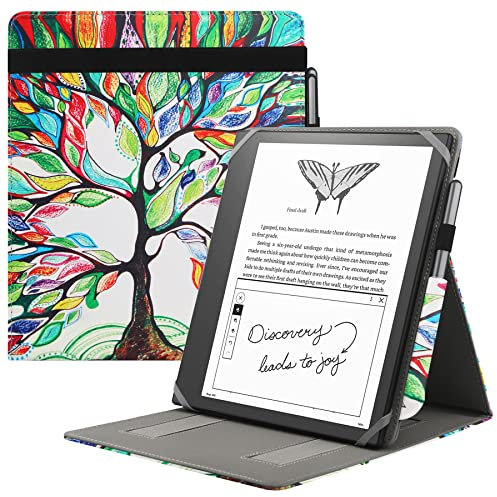 HoYiXi Custodia universale per 10,2 pollici Ti presentiamo Kindle Scribe 1ª generazione 2022/10,3 pollici Kobo Elipsa eReader 2021 Cover pieghevole con verticale Flip Stand e Portamatite - albero